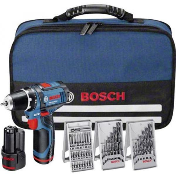 Bosch GSR 12V-Li 2 batterie trapano avvitatore + 3 kit punte inserti valigetta #1 image