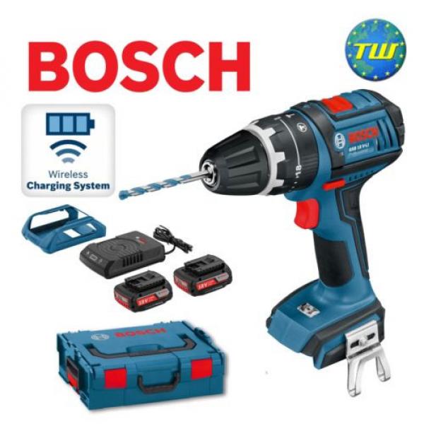 Bosch Wireless GSB18V-LI 18V Combi Drill 2x Batteries Charging Bay &amp; Inverter #2 image