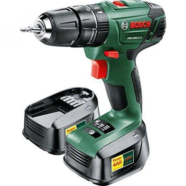 brand New Bosch PSB1800LI2 Cordless Drill with Two 18 V Lithium-Ion Battery #1 image