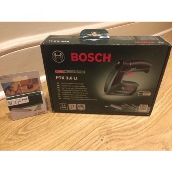 New Bosch PTK 3.6 LI 3.6v Cordless Staple Gun+Bosch1000 extra staples 8mm #1 image