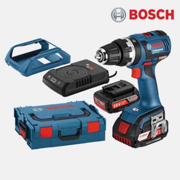 Bosch GSB18V-EC W Wireless Cordless 18V li-ion Brushless Combi Drill Full Set #1 image