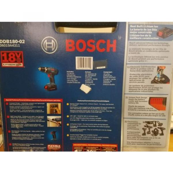 NEW Bosch 18V Li-Ion 3/8&#034;  Cordless Compact Drill/Driver DDB180-02 #2 image