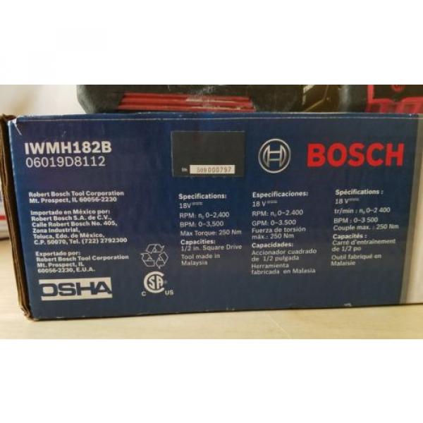 Bosch 18V Cordless Li-Ion 1/2&#034; Brushless Impact Wrench IWMH182B BUNDLE #8 image