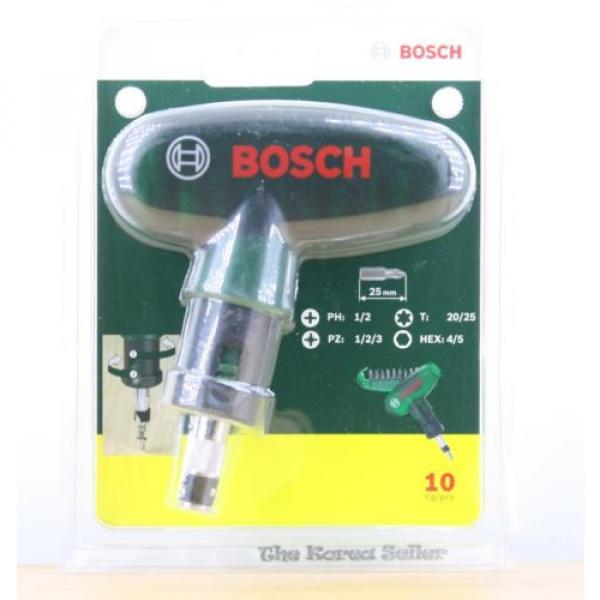 Genuine Bosch T-shaped Screwdriver 10 Piece Set - 9 pcs bits housed in the body #1 image