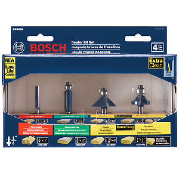 Bosch 4 piece Professional 1/4&#034; Router Bit Set RBS004 Brand New in Box #1 image