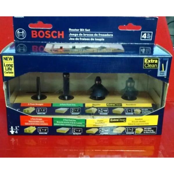 Bosch 4 piece Professional 1/4&#034; Router Bit Set RBS004 Brand New in Box #1 image