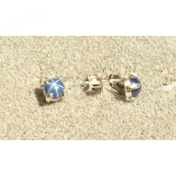 VINTAGE LINDE LINDY PETITE 5MM RD CF BLUE STAR SAPPHIRE CREATED EAR PND CHN  SS #3 image