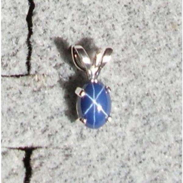 LINDE LINDY CORNFLOWER BLUE STAR SAPPHIRE CREATED 925 STERLING SILVER PENDANT #1 image