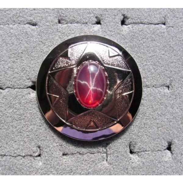 HUGE 18X13MM LINDE LINDY TRANS RED STAR RUBY CREATED SAPPHIRE 2ND NPM BOLO SLIDE #1 image