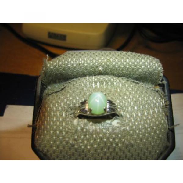 SIGNED MINT GREEN LINDE STAR SAPPHIRE RING 925 STERLING SILVER SIZE 7.75 #2 image