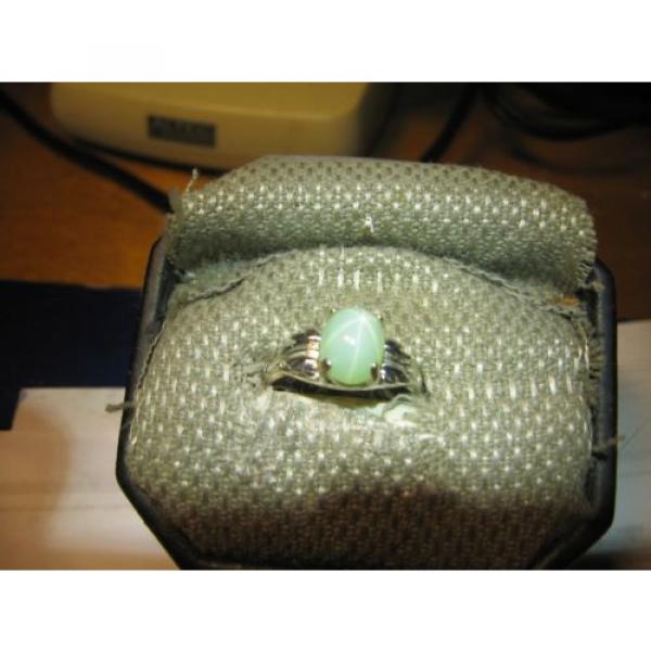 SIGNED MINT GREEN LINDE STAR SAPPHIRE RING 925 STERLING SILVER SIZE 7.75 #4 image