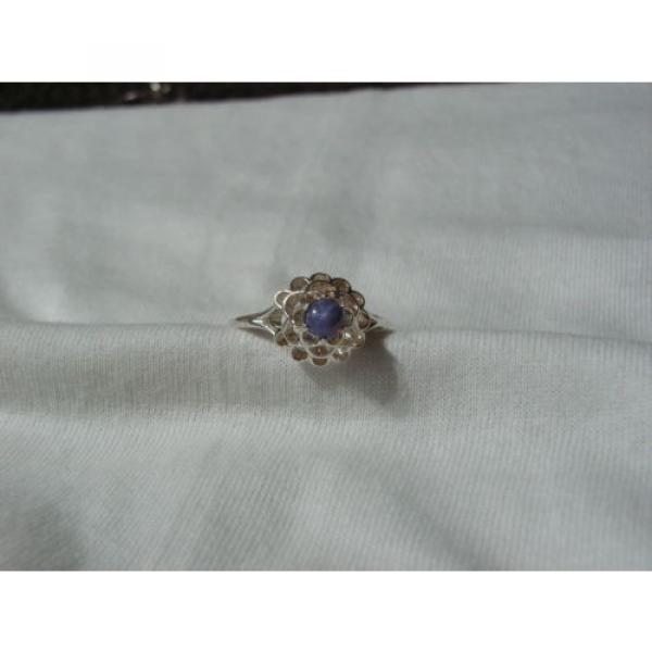 Sterling Silver Domed Filigree Top,Linde/Lindy Blue Star Sapphire Ring,Size 10.5 #1 image