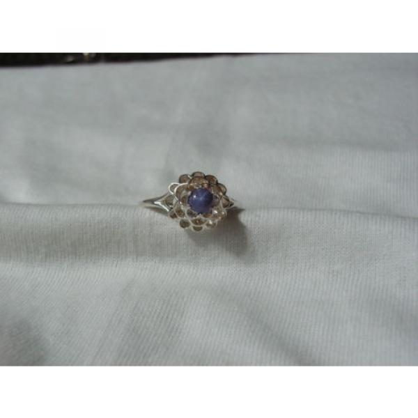 Sterling Silver Domed Filigree Top,Linde/Lindy Blue Star Sapphire Ring,Size 10.5 #2 image