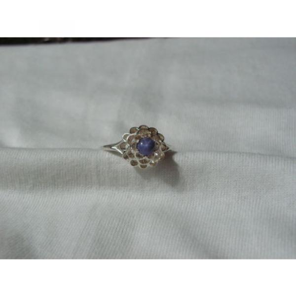 Sterling Silver Domed Filigree Top,Linde/Lindy Blue Star Sapphire Ring,Size 10.5 #3 image