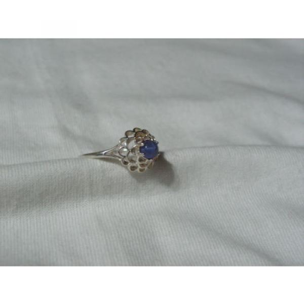 Sterling Silver Domed Filigree Top,Linde/Lindy Blue Star Sapphire Ring,Size 10.5 #4 image