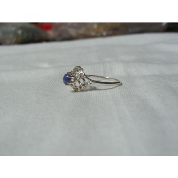 Sterling Silver Domed Filigree Top,Linde/Lindy Blue Star Sapphire Ring,Size 10.5 #6 image