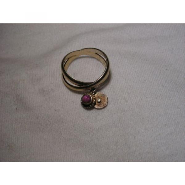 ...Gold Vermeil Sterling Silver,Linde/Lindy Ruby Star Sapphire Dangle Charm Ring #4 image