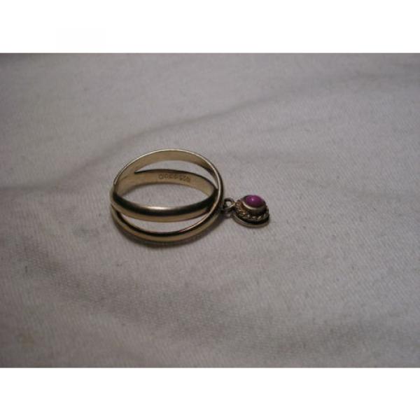 ...Gold Vermeil Sterling Silver,Linde/Lindy Ruby Star Sapphire Dangle Charm Ring #5 image