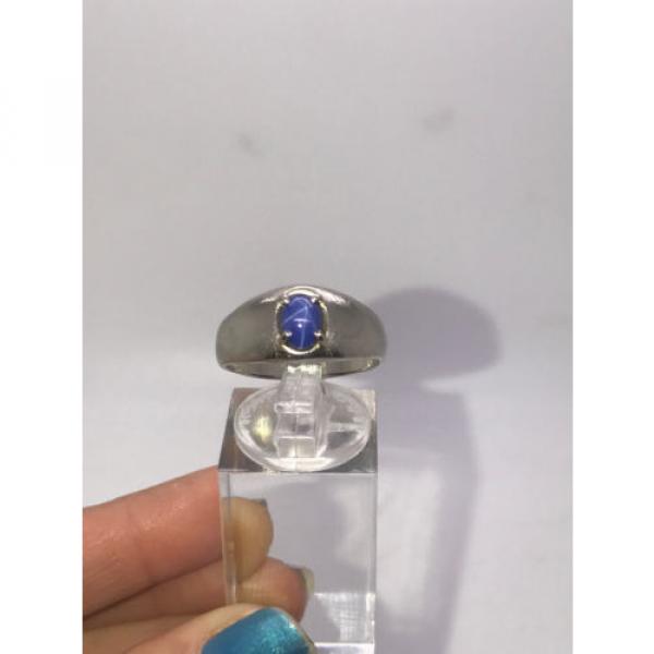 Solid 10k White Gold Oval Blue Sapphire Lindi Lindy Linde Star Ring Size 8.75 #1 image