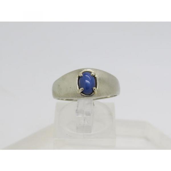 Solid 10k White Gold Oval Blue Sapphire Lindi Lindy Linde Star Ring Size 8.75 #2 image