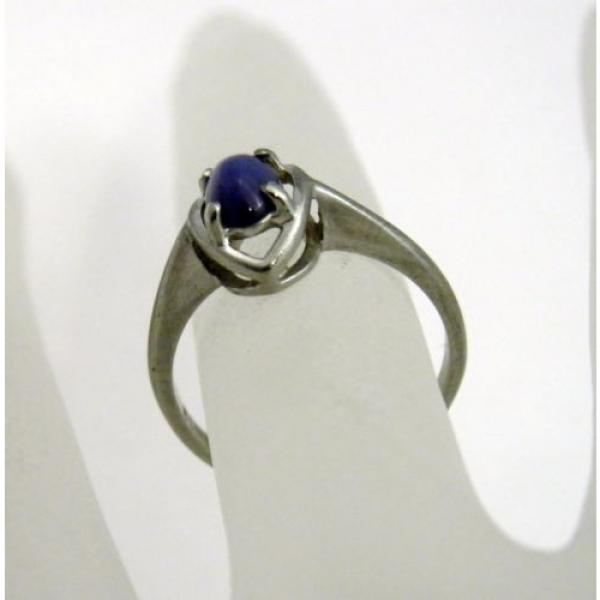 10K White Gold Linde Lindi Lindy Star Sapphire Blue Ring Sz 5 Signed ELBE 1.8g #3 image