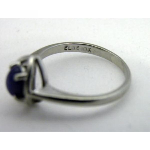 10K White Gold Linde Lindi Lindy Star Sapphire Blue Ring Sz 5 Signed ELBE 1.8g #4 image