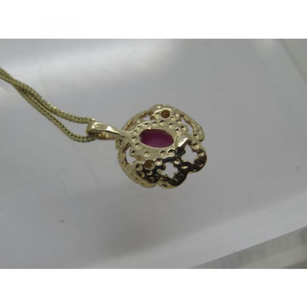 Solid 14k Yellow Gold Pink Ruby Lindi Linde Lindy Star Diamond Pendant Necklace #6 image