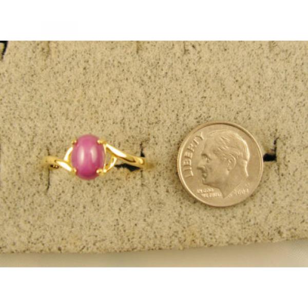 SIGNED VINTAGE LINDE LINDY PINK STAR RUBY CREATED SAPPHIRE RING SOLID 14K Y GOLD #4 image