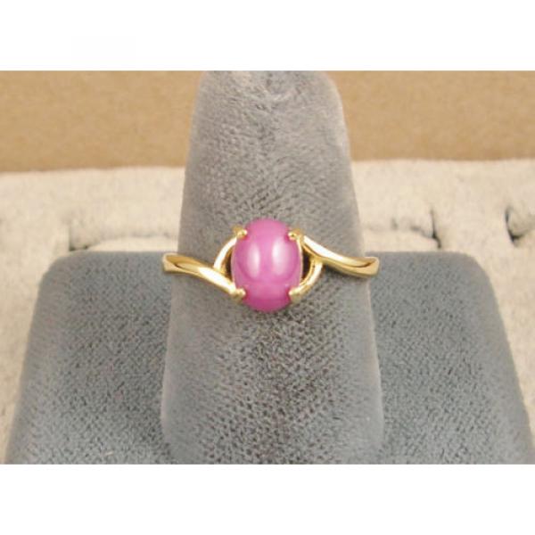 SIGNED VINTAGE LINDE LINDY PINK STAR RUBY CREATED SAPPHIRE RING SOLID 14K Y GOLD #5 image