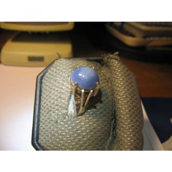 BIG 13MM AZURE BLUE LINDE STAR SAPPHIRE RING 9CT. .925 STERLING SILVER SIZE 6.5 #3 image