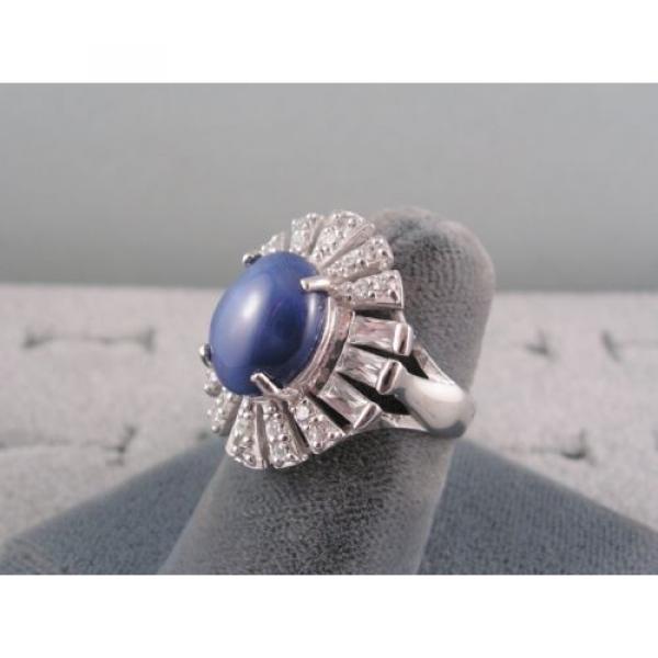 12X10MM LINDE LINDY CRNFLWER BLUE STAR SAPPHIRE CREATED 2ND RD PLT .925 S/S RING #2 image