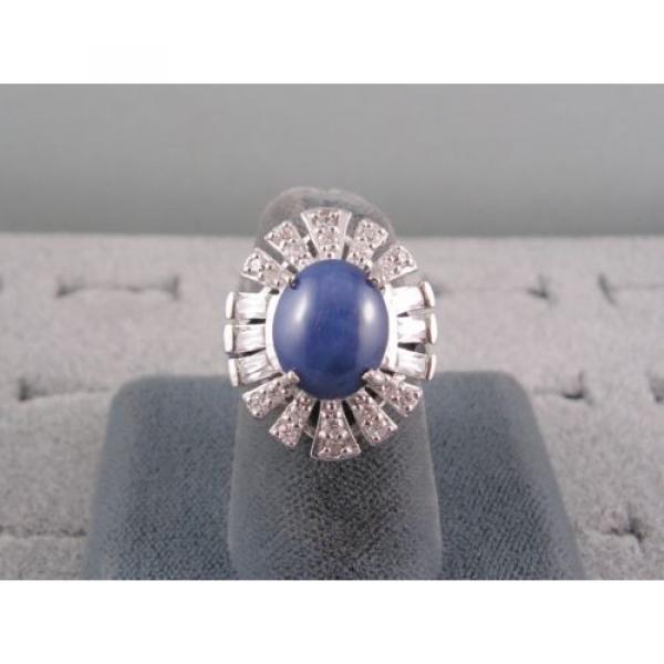 12X10MM LINDE LINDY CRNFLWER BLUE STAR SAPPHIRE CREATED 2ND RD PLT .925 S/S RING #4 image