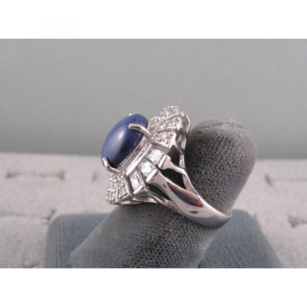 12X10MM LINDE LINDY CRNFLWER BLUE STAR SAPPHIRE CREATED 2ND RD PLT .925 S/S RING #5 image