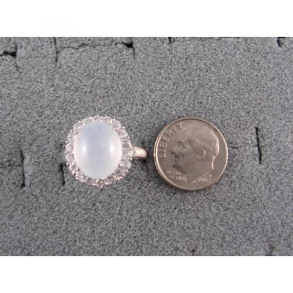 PMP LINDE LINDY TRANSLUCENT WHITE STAR SAPPHIRE CREATED HALO RING RD PLT .925 SS #3 image