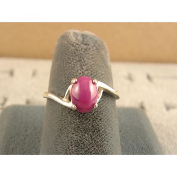 8X6mm 1.5+ CT LINDE LINDY PINK STAR SAPPHIRE CREATED RUBY SECOND RING .925 SS #2 image