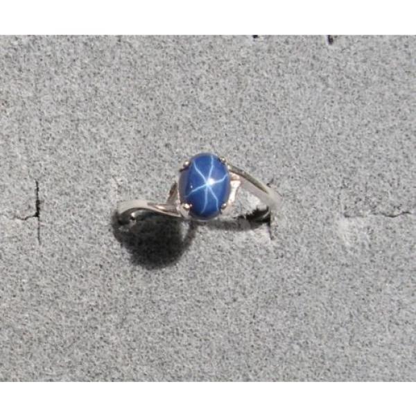 8X6mm 1.5+ CT LINDE LINDY CRNFLWR BLUE STAR SAPPHIRE CREATED SECOND RING .925 SS #1 image