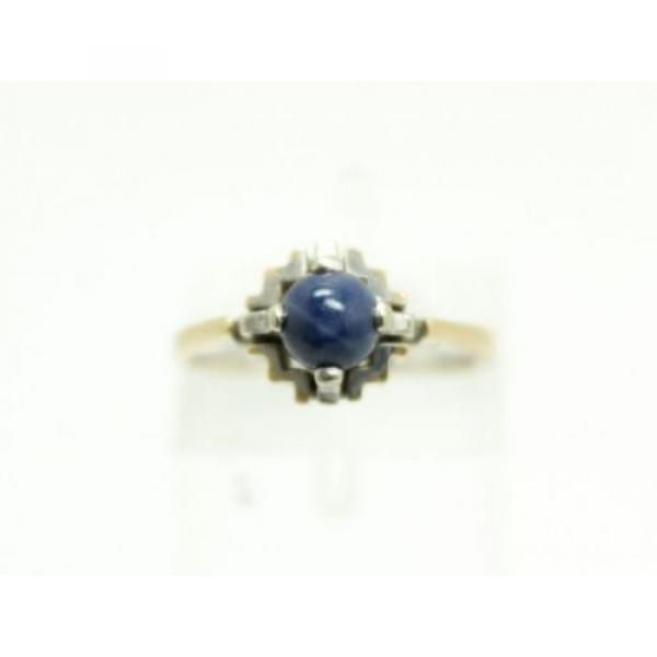 Fun 1940s-50s Art Deco Linde Star Sapphire 14K Yellow &amp; White Gold Ladies Ring #1 image