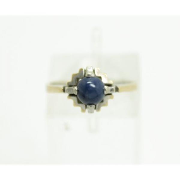 Fun 1940s-50s Art Deco Linde Star Sapphire 14K Yellow &amp; White Gold Ladies Ring #2 image