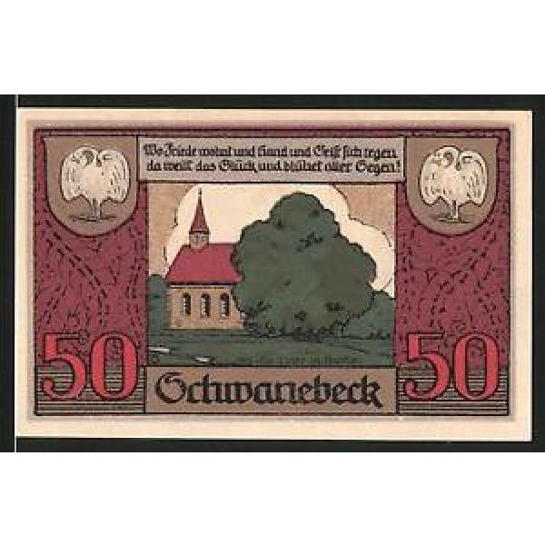 Notgeld Schwanebeck 1921, 50 Pfennig, Wappen, 1000 jähr. Linde mit Kapelle #1 image