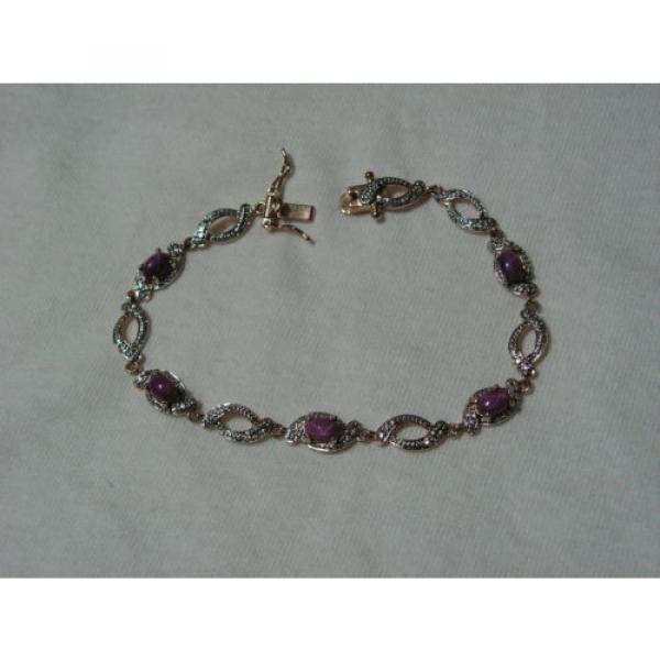 ...Beautiful Gold Vermeil,Linde/Lindy Ruby Star Sapphires Bracelet... #1 image