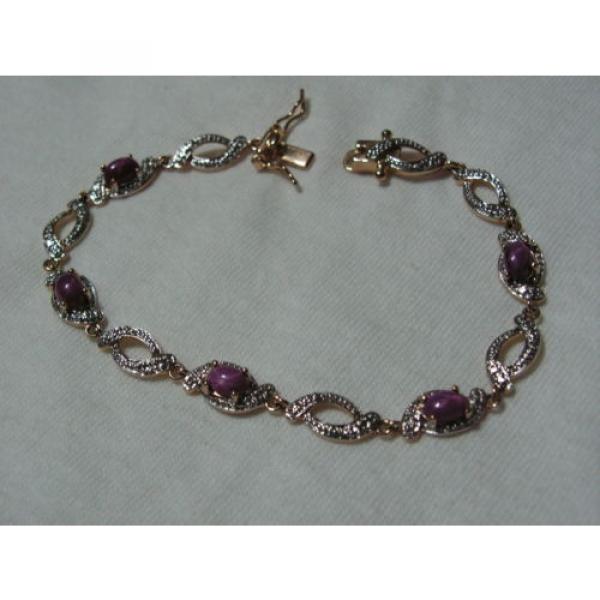 ...Beautiful Gold Vermeil,Linde/Lindy Ruby Star Sapphires Bracelet... #4 image