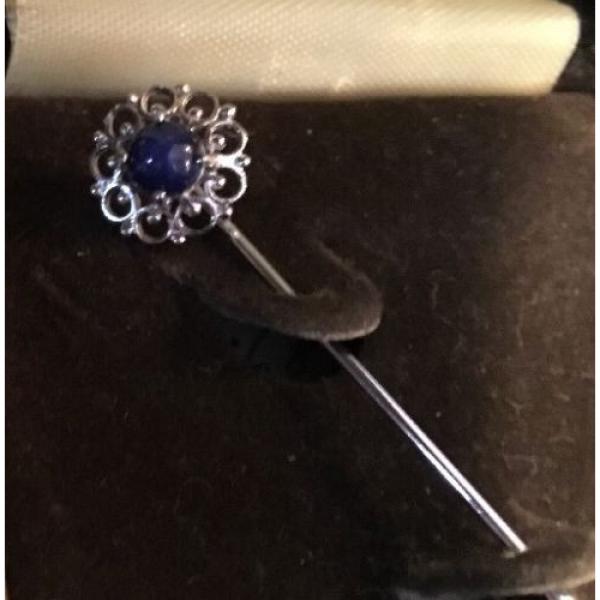 Vintage Blue Linde Star Sapphire Sterling Silver Cravat Stick Pin #2 image