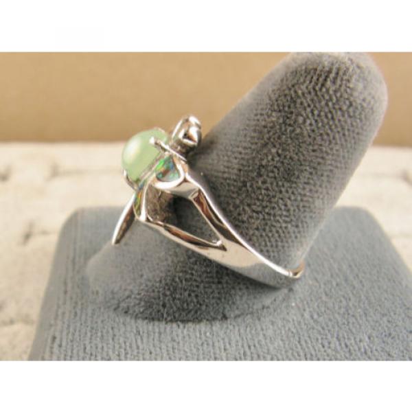 VINTAGE LINDE LINDY MINT GREEN STAR SAPPHIRE CREATED DRAGON FLY RING RP .925 SS #5 image