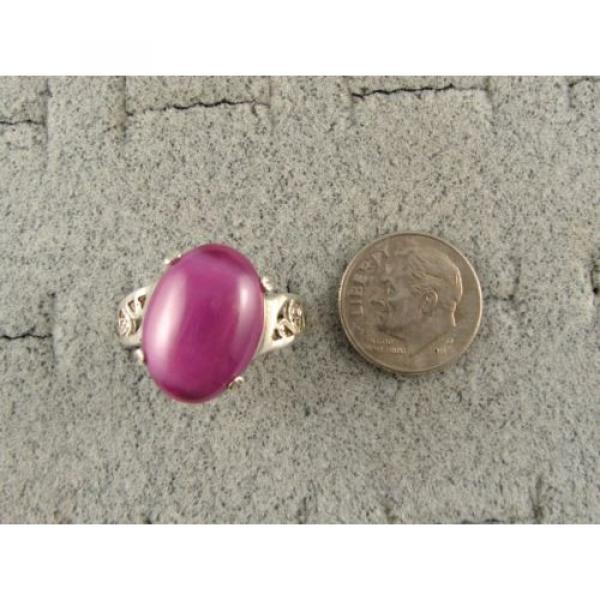 16X12MM 9+CT LINDE LINDY PINK STAR SAPPHIRE CREATED RUBY SECOND Q RING .925 SS #2 image