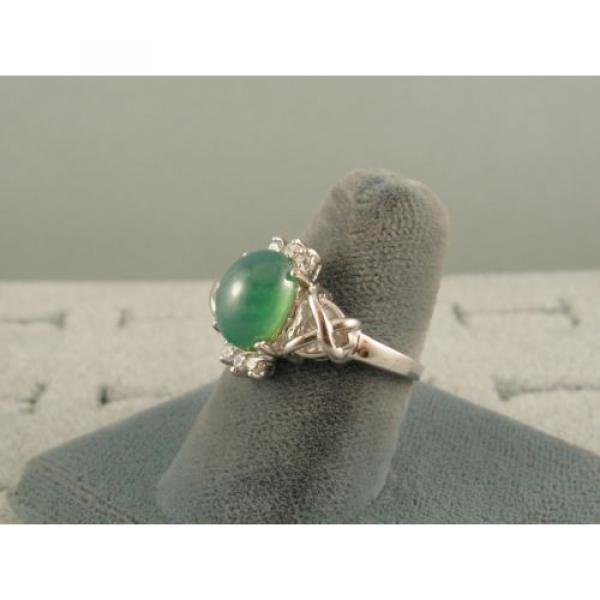 PMP LINDE LINDY TRNSP SPRING GREEN STAR SAPPHIRE CREATED CAP HRT RING RP .925 SS #2 image