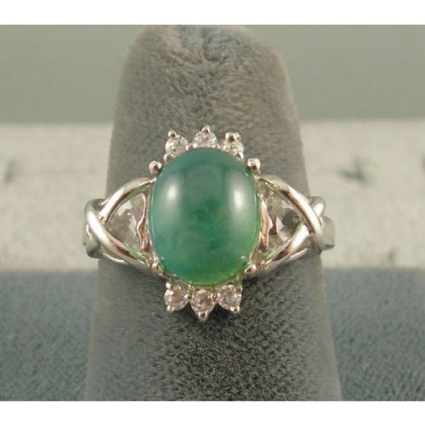 PMP LINDE LINDY TRNSP SPRING GREEN STAR SAPPHIRE CREATED CAP HRT RING RP .925 SS #4 image