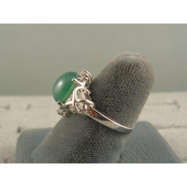 PMP LINDE LINDY TRNSP SPRING GREEN STAR SAPPHIRE CREATED CAP HRT RING RP .925 SS #5 image