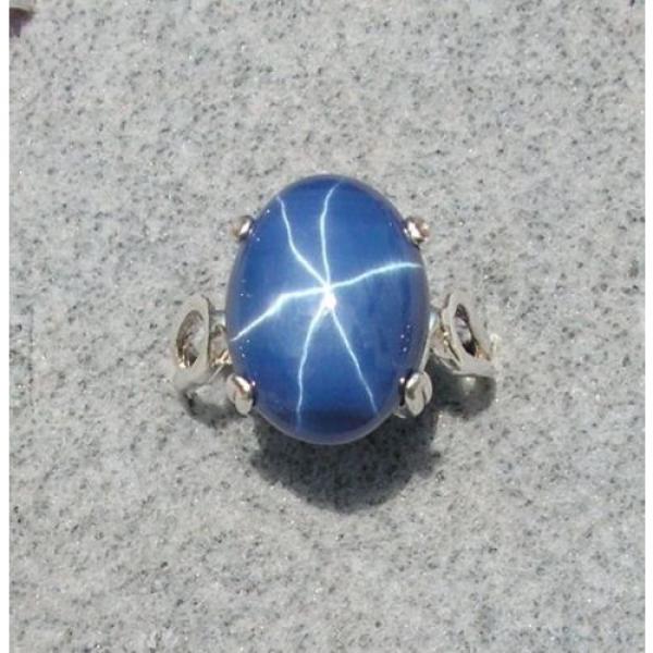 16X12MM 9+CT LINDE LINDY CRNFLWR BLUE STAR SAPPHIRE CREATED SECOND RING .925 SS #1 image