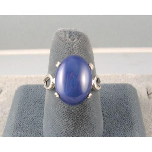 16X12MM 9+CT LINDE LINDY CRNFLWR BLUE STAR SAPPHIRE CREATED SECOND RING .925 SS #2 image