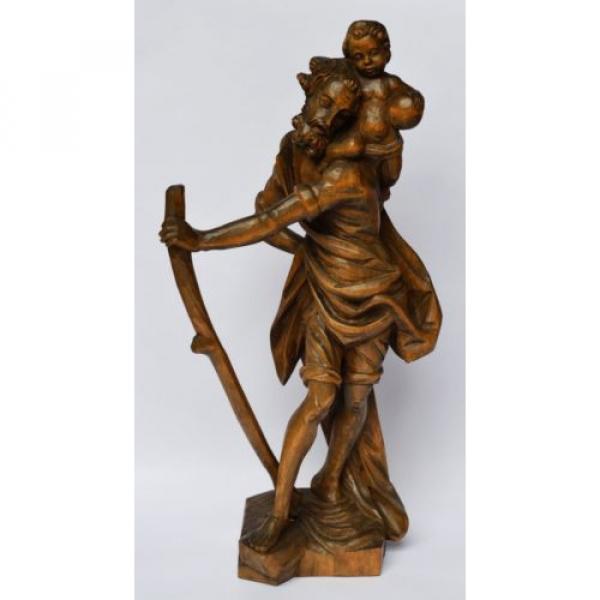 Skulptur Figur Holz Linde handgeschnitzt Heiliger Christophorus 1950/ 60 H 52 cm #1 image